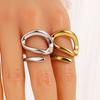 Stainless Steel Hollow Geometric Open Ring for Women with Irregular Thick Lines