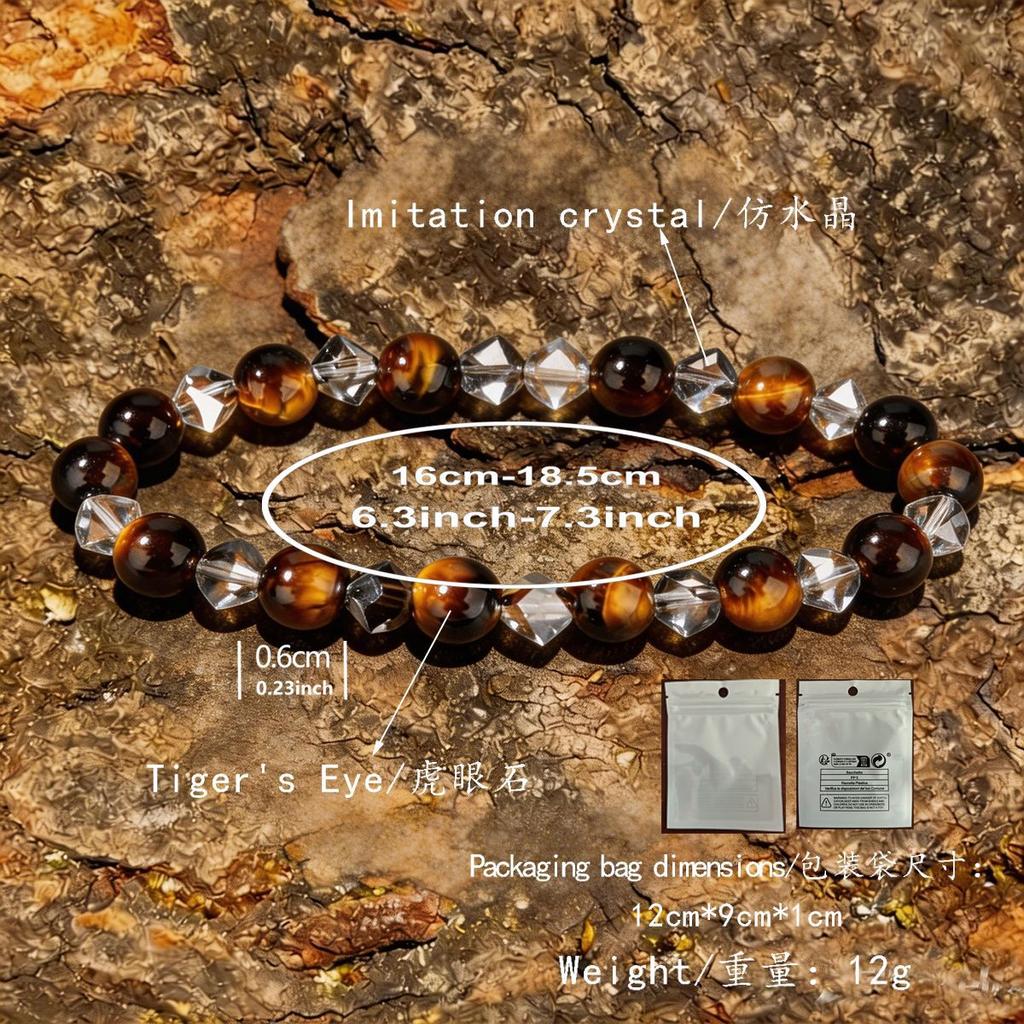 Festliche Geschenke Tigerauge Klarer Kristall Quadratisches Perlenarmband Natürlicher Modeschmuck Für Männer Frauen Tägliches Tragen Geschenk