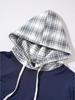 2025 Men's Plaid and Solid Color Hooded Long Sleeve Sweatshirt for Spring and Autumn
