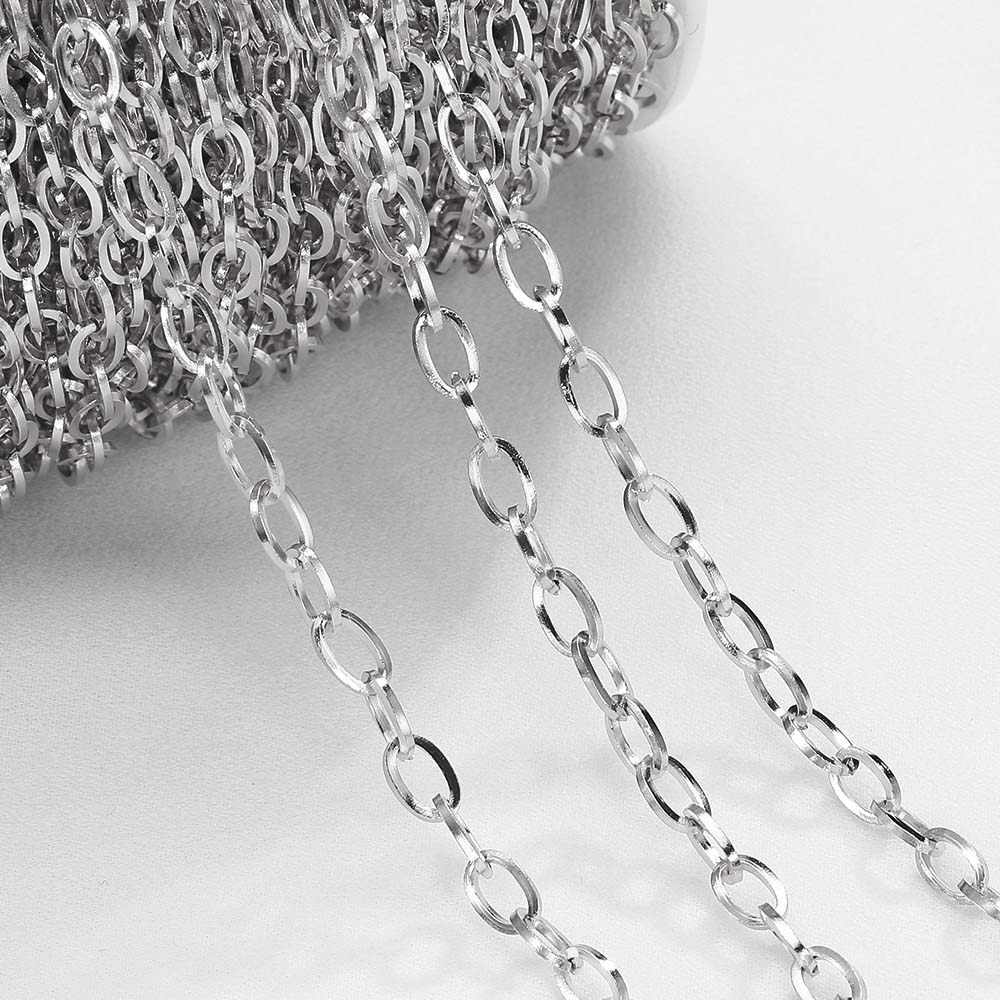 1meter Hollow Gold Plated Oval Shpae Cuban Necklaces Chain Stainless Steel Link Chains DIY Bracelets Jewelry Making Bags Chains 1meter