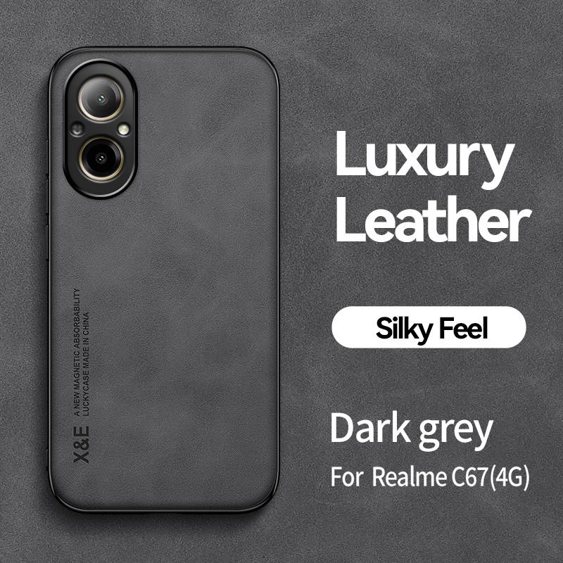 Funda For Realme C67 Case Leather Car Magnetic Holder Back Cover For Realme C67 Case For Realme C67 C 67 4G Soft Silicone Coque