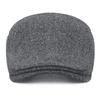 HT4924 Beret Cap Autumn Winter Wool Hats for Men Black Grey Artist Painter Beret Hat with Ear Flaps Male Ivy Flat Cap Mens Beret