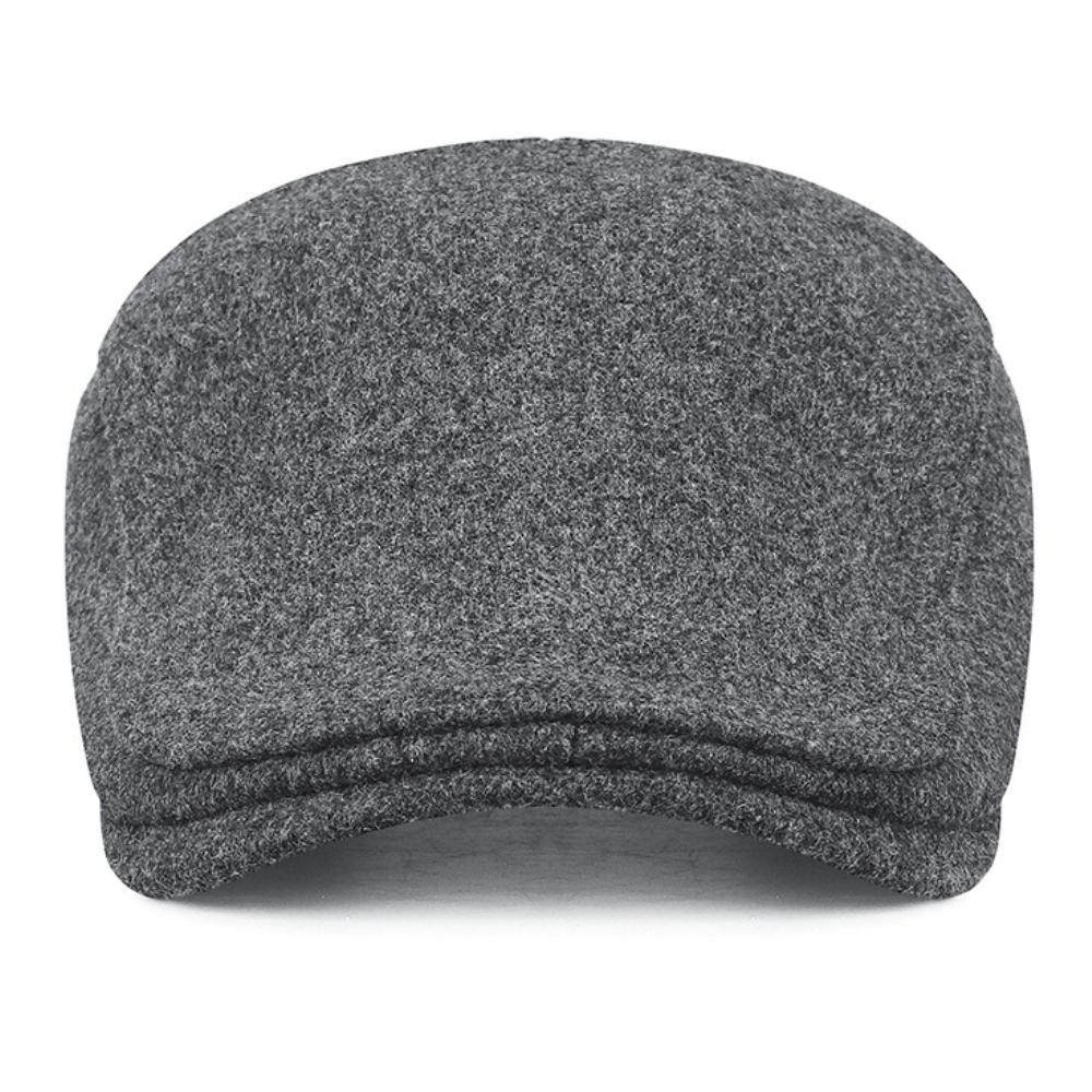 HT4924 Beret Cap Autumn Winter Wool Hats for Men Black Grey Artist Painter Beret Hat with Ear Flaps Male Ivy Flat Cap Mens Beret