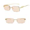 Rimless Rectangle Sunglasses Retro Clear Ocean Lens Sun Glasses Cheetah Decoration Shades UV400 Eyewear for Women Men