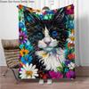 8 Size Colorful Cat Flannel Throw Blanket,Soft Throw Blanket for Home Bedroom Bed Sofa Picnic Travel Office Cover Child Gift