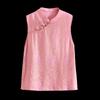 New Chinese Style Stand Collar Sleeveless Frog-Button Blouse