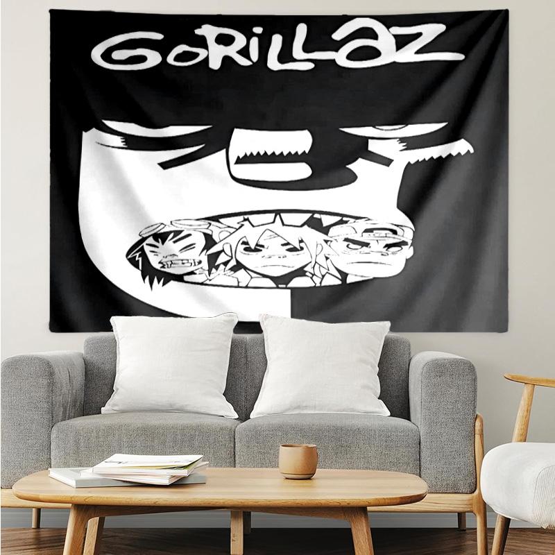 G-Gorillaz Band Tapestry for Bedroom Aesthetic Classroom Tapestries Wall Hanging for Living Room Dorm Office,Ideal Creative Gift