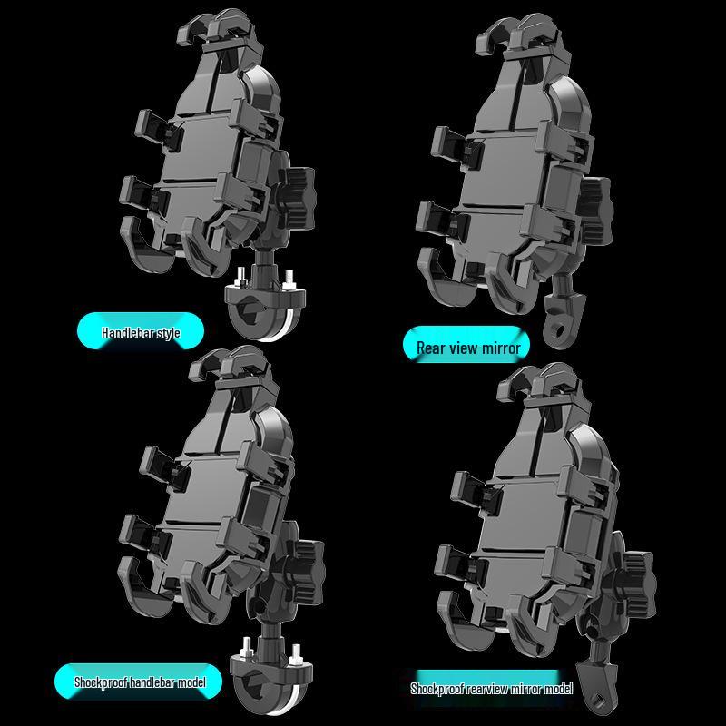 Shockproof Alloy Motorcycle Handlebar Mount with Rearview Mirror Navigation Style