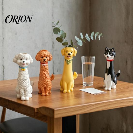 Handcrafted Pet Theme Table Centerpiece Creative Long Neck Dog Vase for Dry Flowers, Cute Cartoon Animal Flower Holder Playful Style Plant Home Office