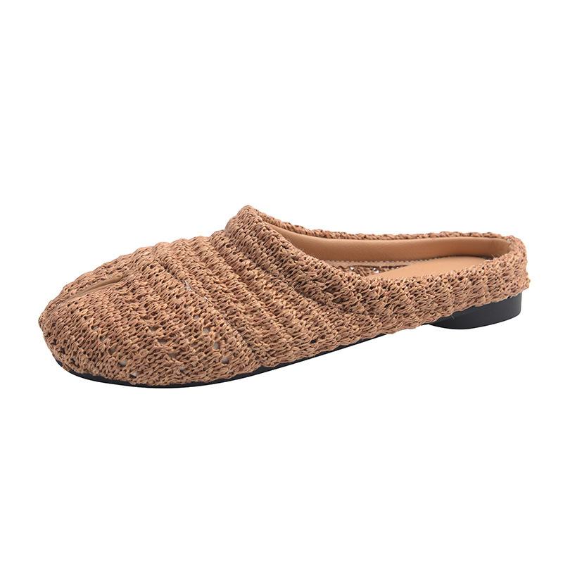 Niche woven pig's trotters, half slippers, women's shoes, summer wear with skirts, one foot split toes