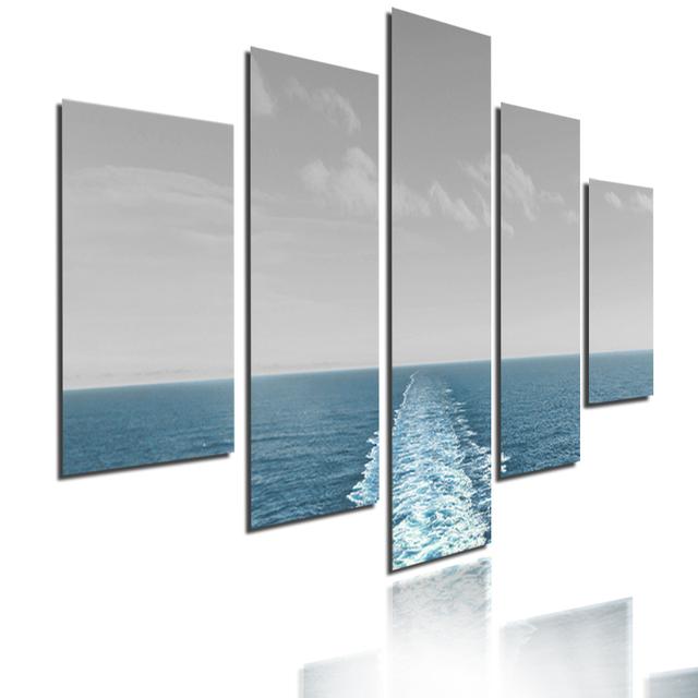 Sea Scenery Sunset Dusk Mountain Lake Landscape Poster  Canvas Painting 5 Pieces Modular Picture HD Print Wall Art Home Decor