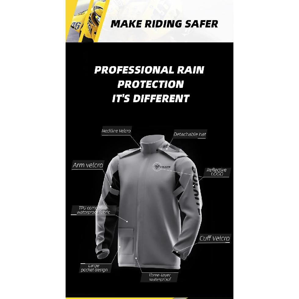 SULAITE Rain Suit Motorcycle Rain Gear Suit for Men & Women Jackets & Pants Reflective Waterproof Breathable Rainsuit
