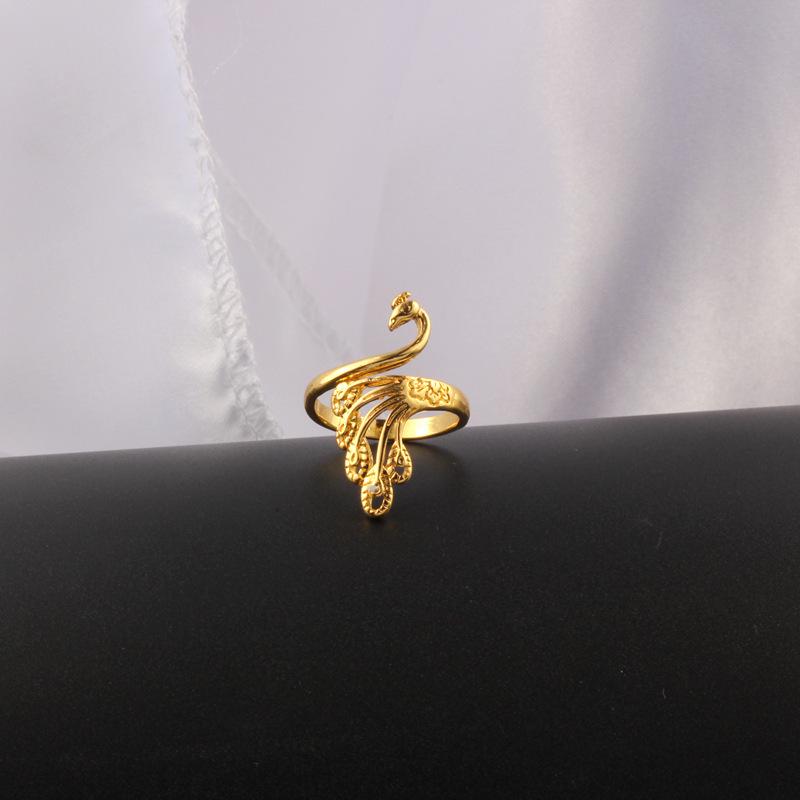 

Серебряное регулируемое кольцо «Павлин» для женщин - Трехмерный состаренный дизайн с инструментом для вязания крючком Adjustable opening