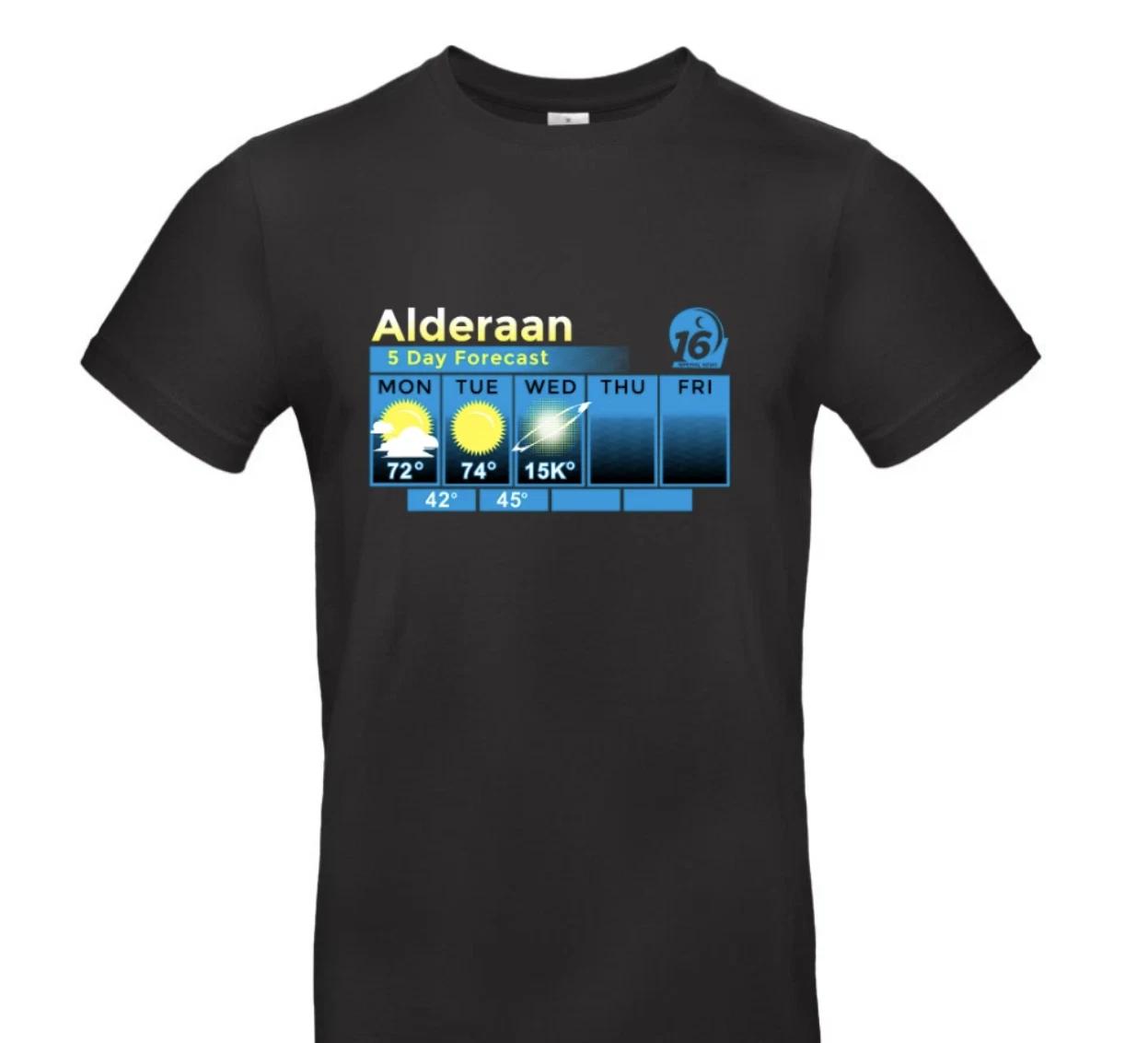 Alderaan Weather Forecast T-Shirt Men’s TV Film Crew Neck Short Sleeve Tee S