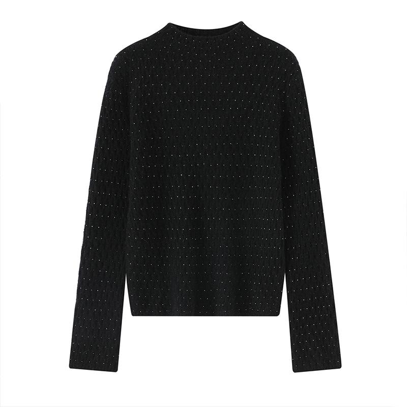 Lekasha Women's 100% Cashmere Knitted Sweater, Half-High Neck, Long Sleeve, Autumn/Winter Pullover