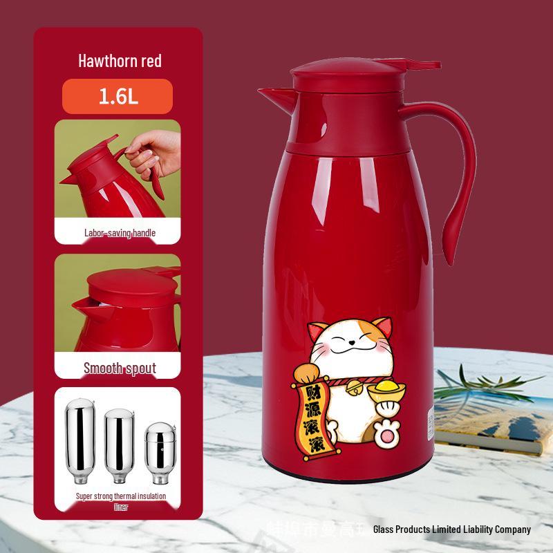 Large Capacity Cat Thermos with Glass Liner - Insulated Kettle for Home and Dorm Use