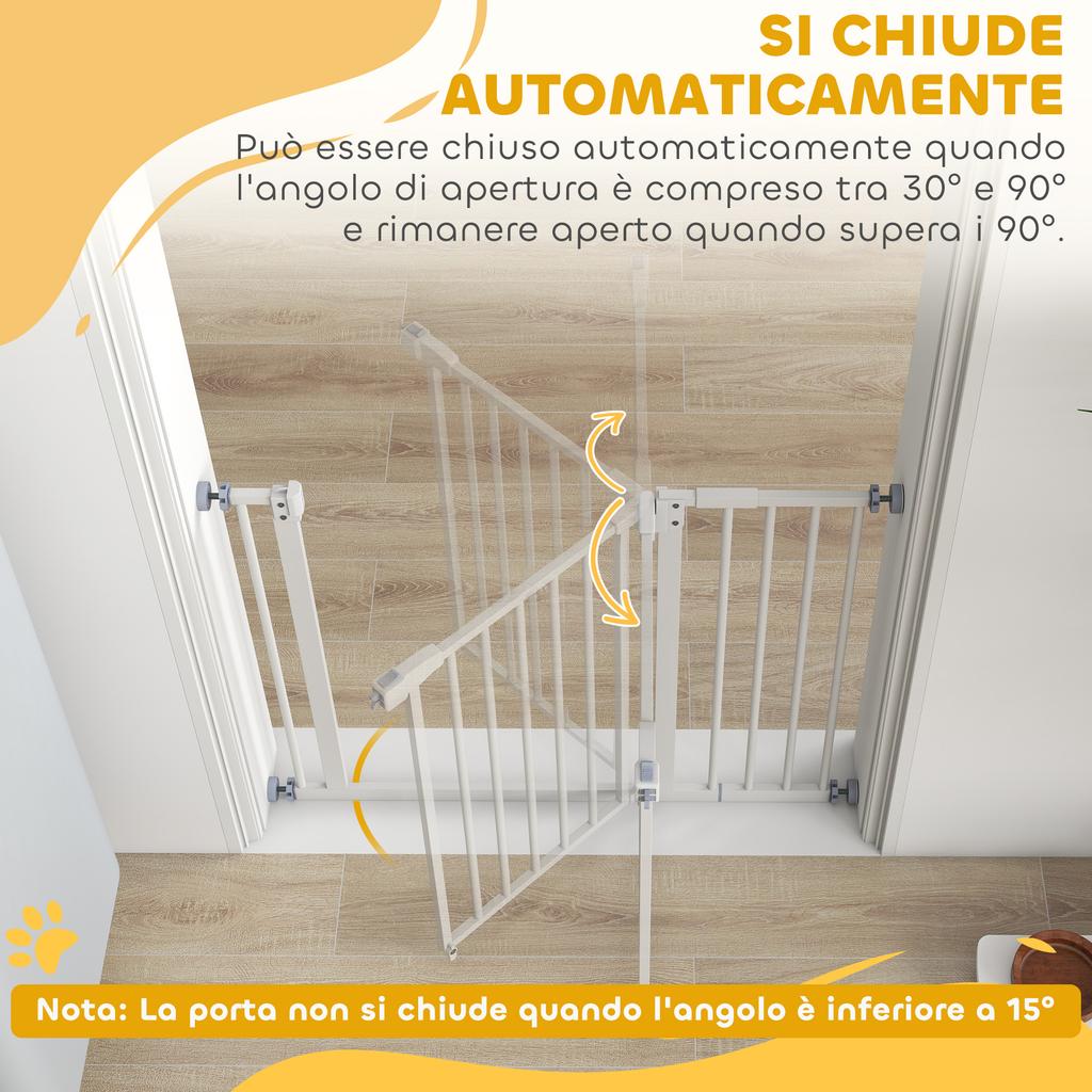 Push-fit Extendable Dog Gate with Automatic Closure, Height 76.2cm, White