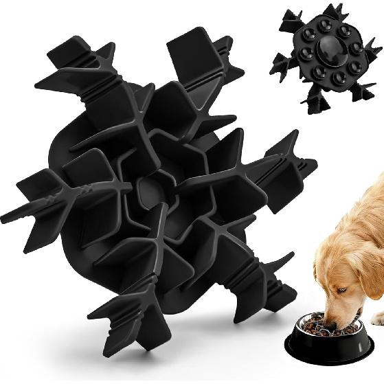Dog Slow Feeder ert Silicone Adjustable for 4.7-7" Stainless Steel Dogs Bowls Standard Elevated, Anti-Slip Suction Cup All Large Breed Cat Slow