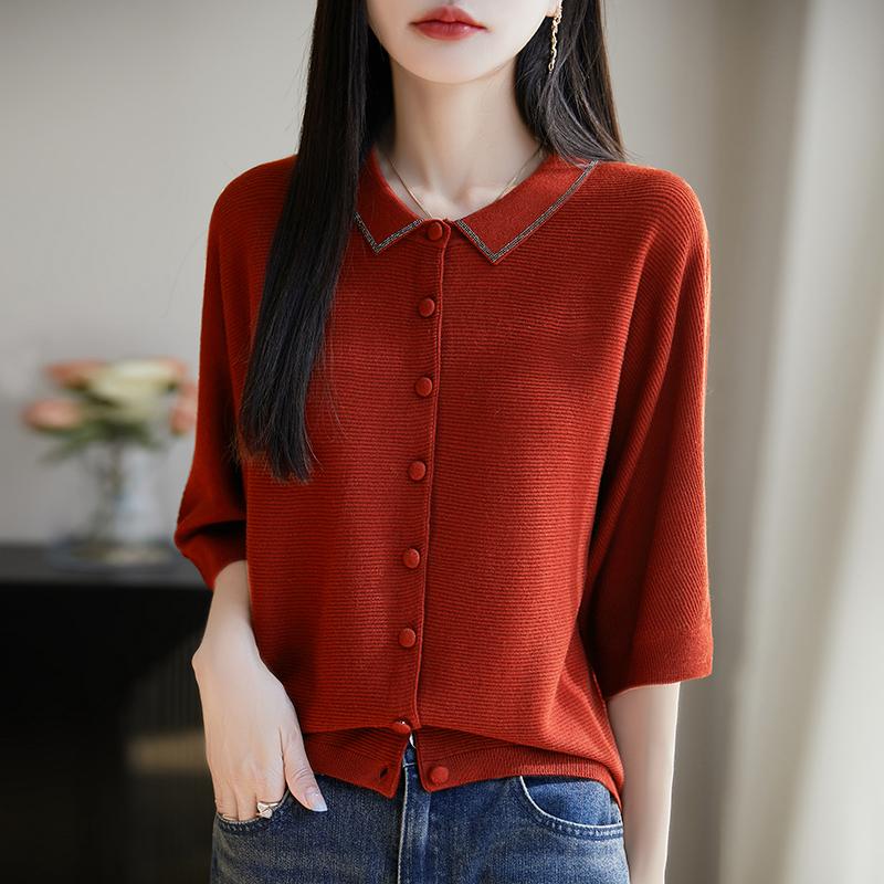 Leichte Strickjacke für Damen aus 50 % Wolle und 50 % Maulbeerseide – vielseitige Strickware für 4 Jahreszeiten für ganzjährigen Komfort und Stil