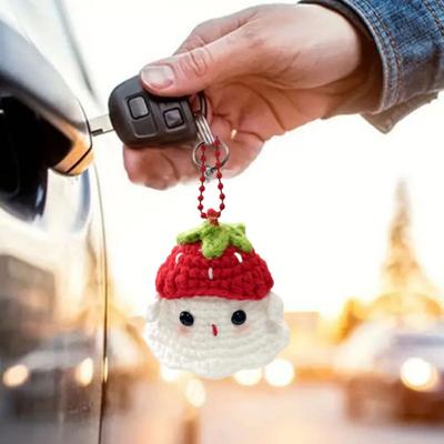 Yousheng Halloween Crochet Ghost Ornament Cute Handmade Knitted Frog/Cat/Spider/Strawberry Ghost Hanging Decoration for Car Rearview Mirror Bag Charm