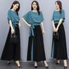 Elegant Women's Fashionable Loose-Fit Bell Bottom Suit 2-Piece Set Summer Age-Reducing Style Coordination