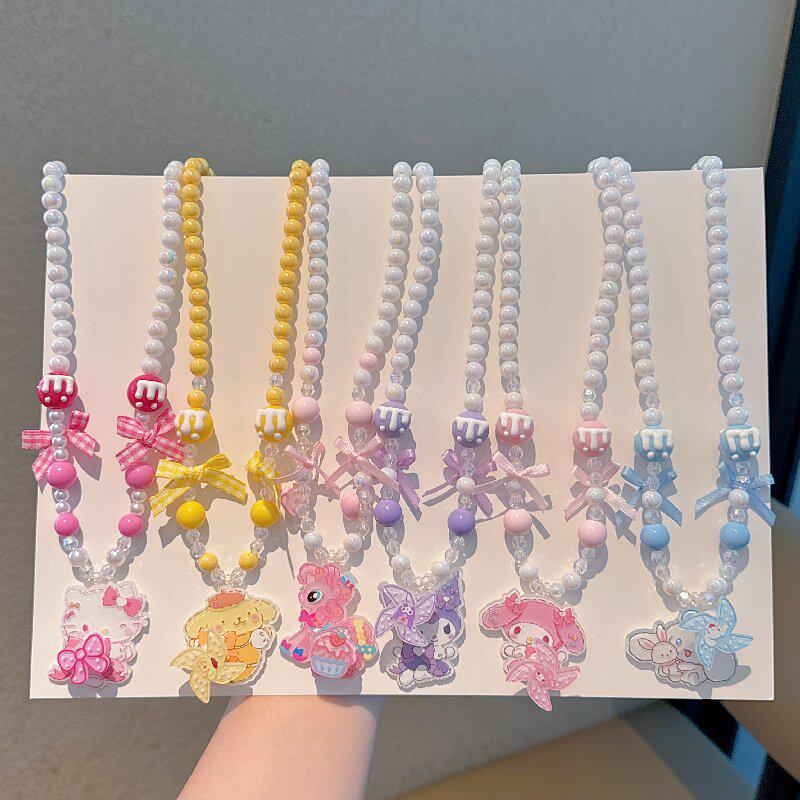 Kuromi Cartoon Jewelry Set: Necklace, Earrings, Ring for Kids & Girls