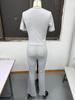 2025 European & American Women's Spring/Summer Solid Color Round Neck Set - Short Sleeve Top & Long Pants