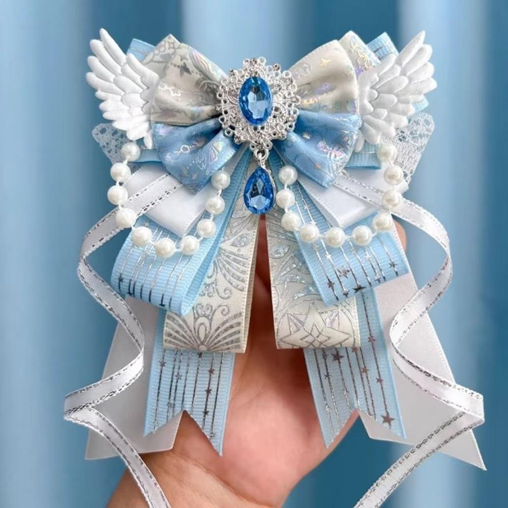Handmade Jewelry Itabag Decoration Crystal Pearl Knot Bowknot Lolita Angel Wing Bow Bag Pendant Long Streamers Anime Collectible