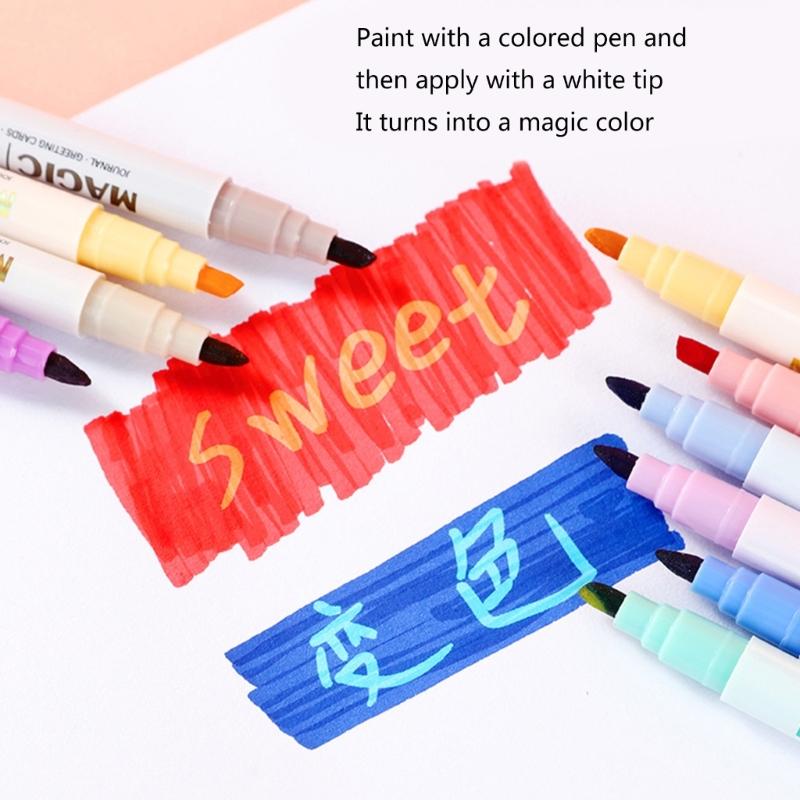 12Pcs Color Changing Pen Double Tip Multicolor Highlighter Pen for Scrapbooking Card Making Calendar Journal Notebook