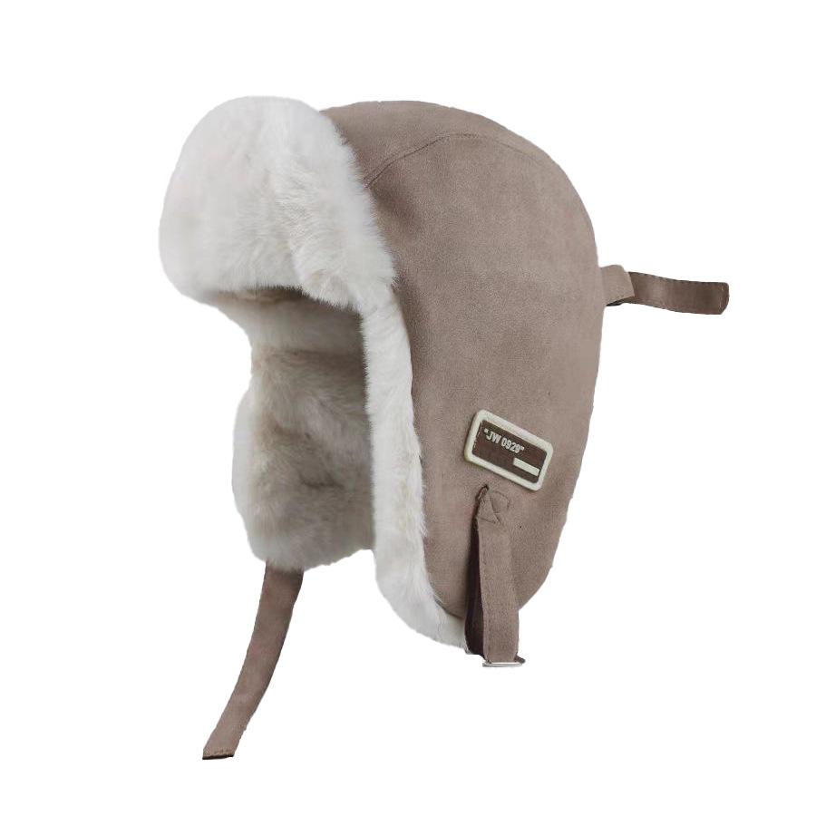 

Versatile mountaineering cap, padded lamb wool, ear protection, flying hat, cycling thickened winter cold hat, windproof one size fits all хакі