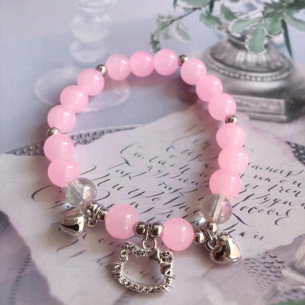 New Women's Mori Style Butterfly Glass Bracelet with Colorful Crackle Beads