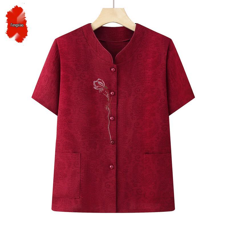 Elegant Summer Short-Sleeve Outfit for Senior Women 4XL