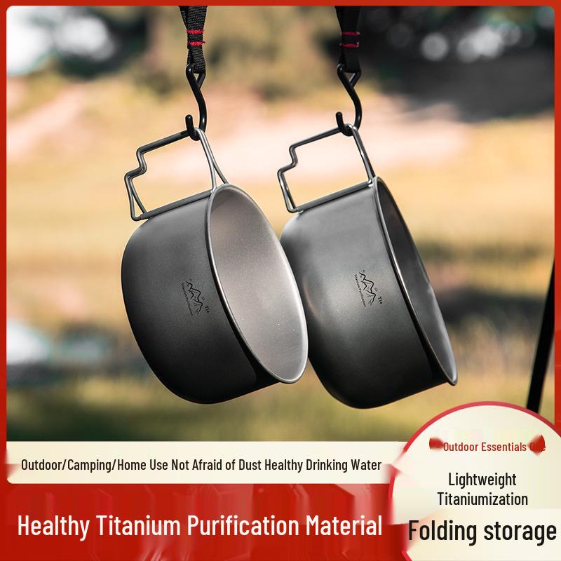Portable Foldable Titanium Camping Cookware: Multi-functional Purification Pot and Instant Noodle Bowl