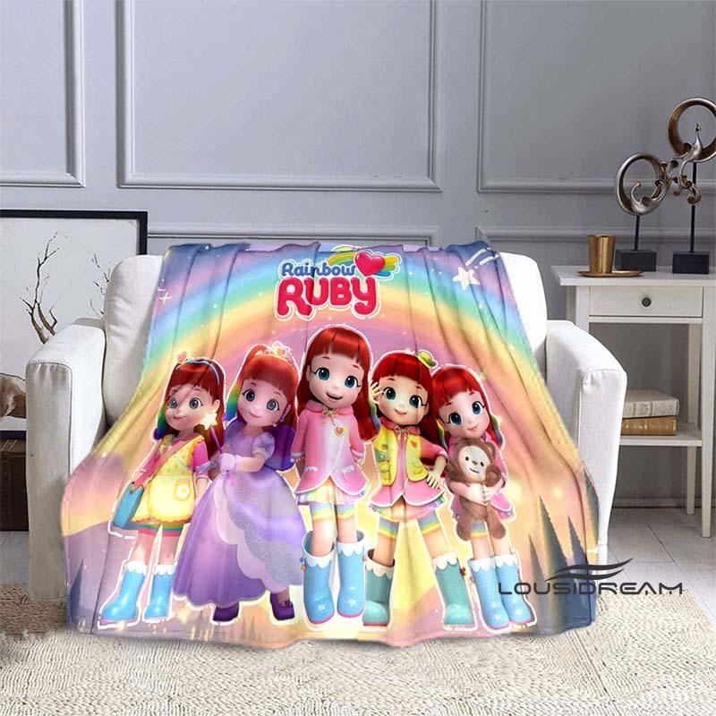 Cartoon Series Rainbow Ruby Children's Blanket Lulu and Bear Cute Blanket Intelligence and Adventure Blanket Photo A-1