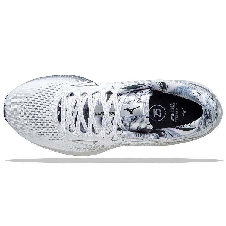 Mizuno Wave Rider 25 Fabric Synthetic Leather Slip Resistant Durable Breathable Low Top Rubber Casual Men Sneaker Silver Gray J1GC217493