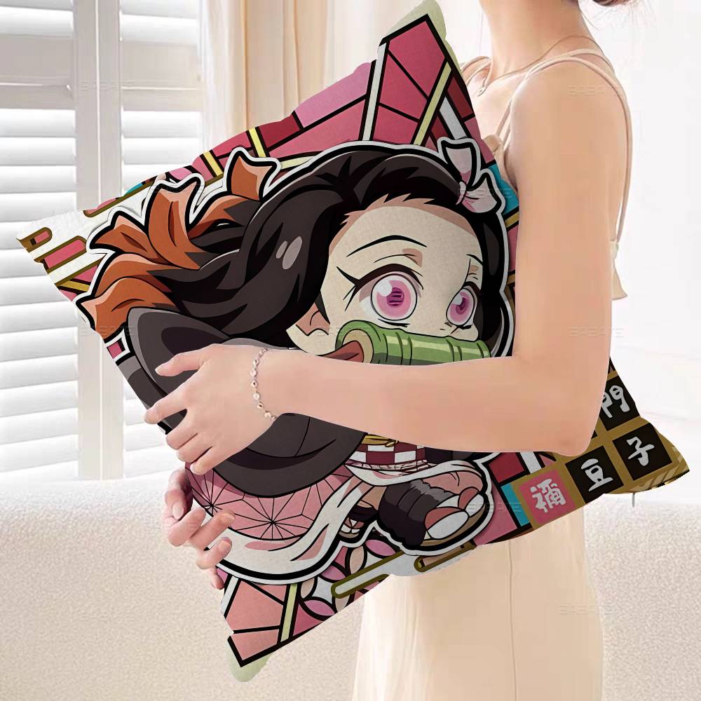 Cartoon Character Kamado Nezuko Cushion Cover Polyester Sofa Cushions Decorative Throw Pillows Home Decoration Pillowcover