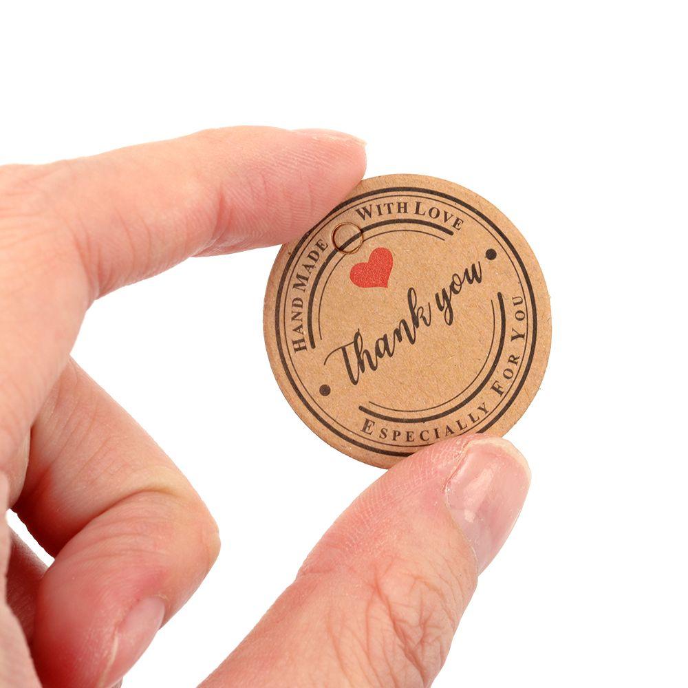 Brown Handcraft Wedding Supplies Round Thank You Labels Hang Tag Kraft Paper Tags Merry Christmas