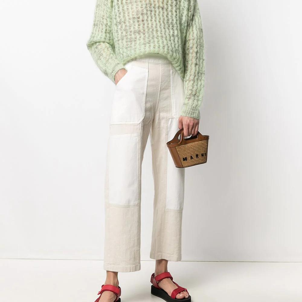 Marni Mini Logo Woven Tote Bag Brown Women Tote_bags BMMP0067Q0-P3860-00M50