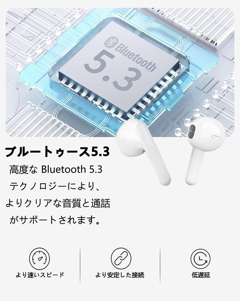 Wireless Earphones 2024 Bluetooth Earphones Bluetooth 5.3 Technology Deep Bass Hi-Fi Connects When Opened Ultra Noise Cancelling IPX7 Waterproof Up