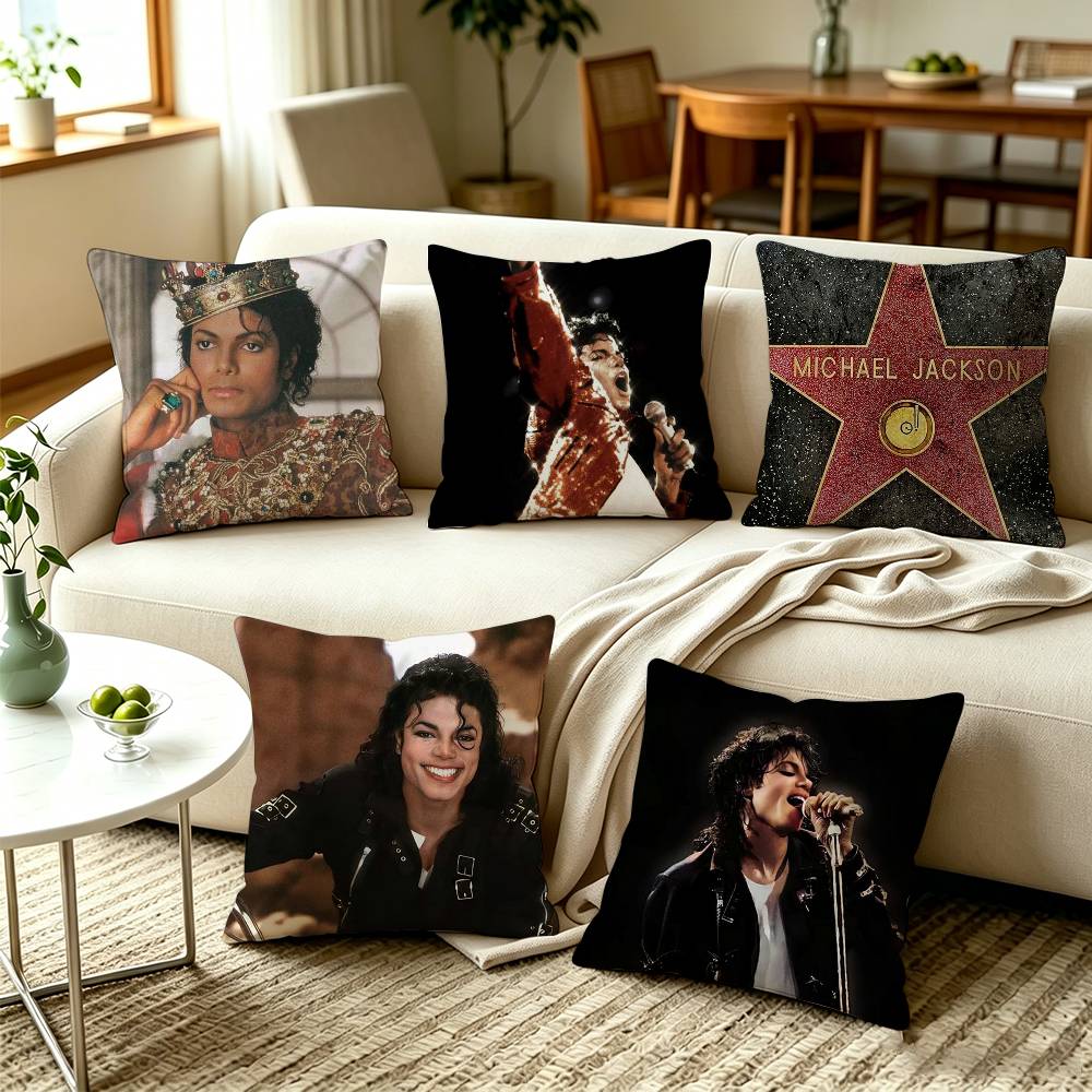 M-Michael Jackson King Of Pop Square Double-Sided printed Pillow Case Bedroom Bedside Pillow Sofa Cushion Cover