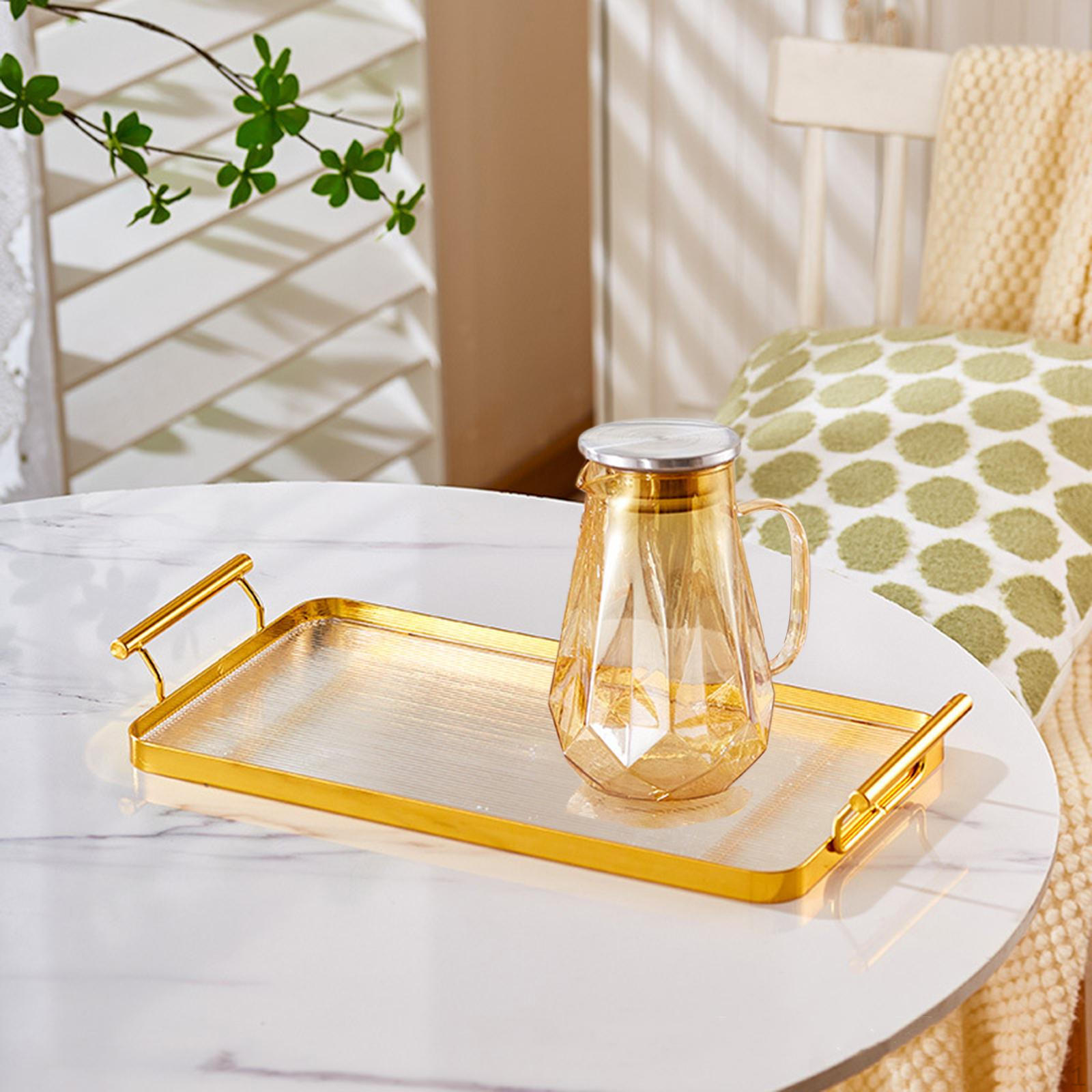 Tray, Bathroom dessert Breakfast Vanity Tray Storage Perfume Candle Tray,Serving with Aureate large