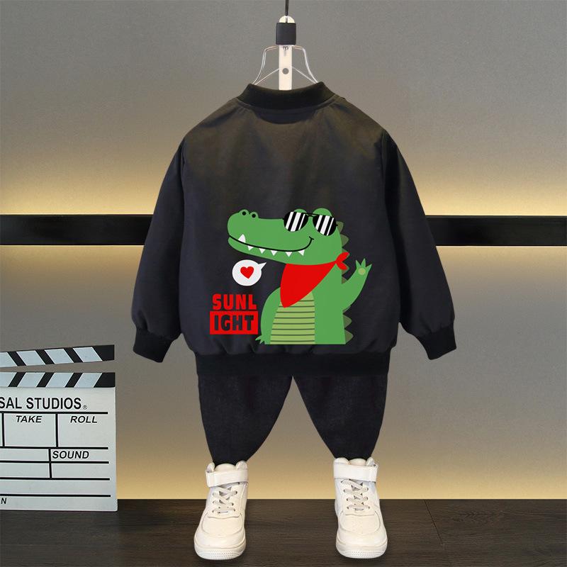 Chaqueta de primavera y otoño para niños y niñas, uniforme de béisbol con estampado de letras de oso de dibujos animados para niños de 4 a 12 años, ropa de abrigo deportiva