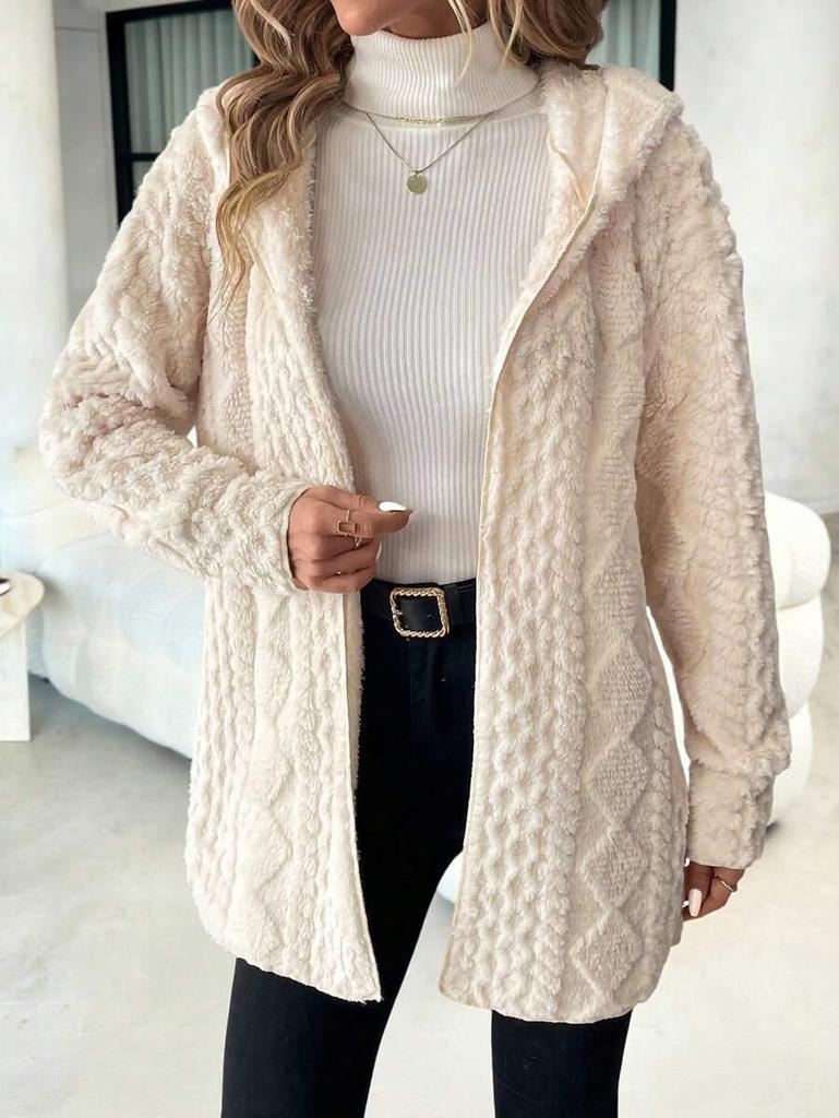 Autumn & Winter Diamond Pattern Double-sided Fleece Mid-length Cardigan Coat - Cozy & Warm