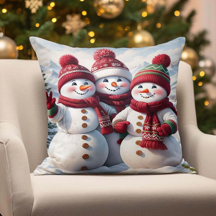 Home Decor Christmas Snowmen & Santa Pillows Suitable For Sofa Bedroom Car Pillow Cover Cushion Rectangular Back Cushion