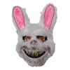 Halloween Horror Bloody Head Cover Mask Led Multicolor Rabbit Cosplay Face Mask Halloween Carnival Costume Headgear Props
