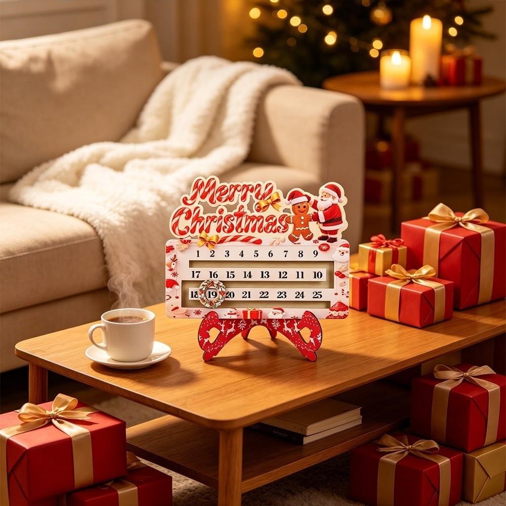 Santa Claus Decoration Calendar Wooden Christmas Decor Creative Christmas Advent Calendar Home