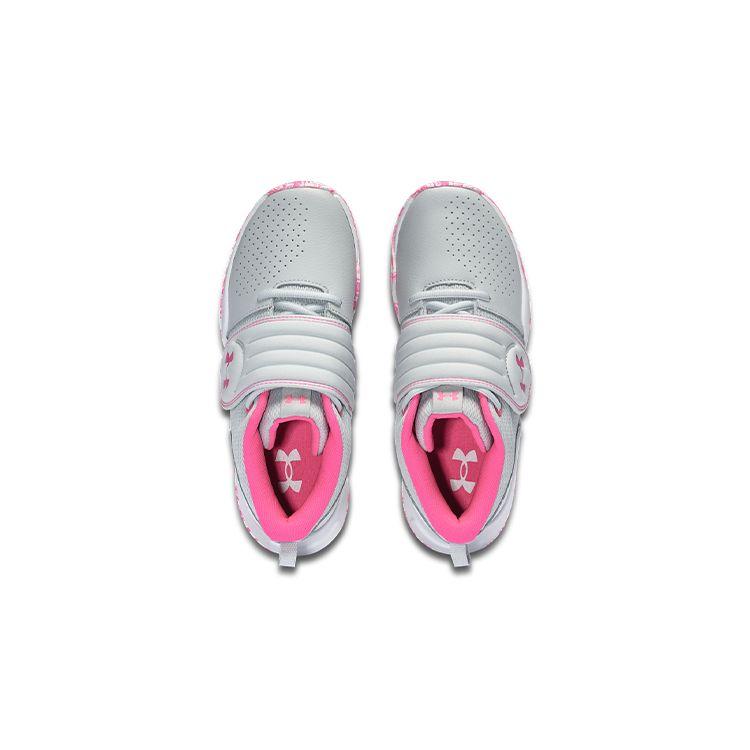 Under Armour UA Zone BB Non-Slip Durable Breathable Mid-Top Basketball Shoes Kids Sneakers Gray Pink 3024262-100