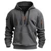 Men S Casual Fleece Lined Hooded Pullover Sweatshirt Multiple Zipper Pockets Plus Size