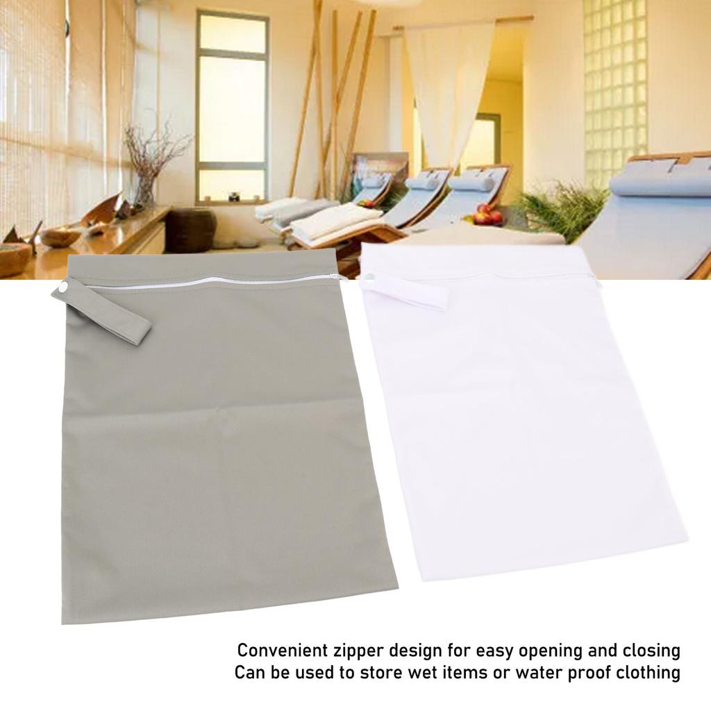 2pcs Wet Bags Zippered Water Proof Portable Outdoor Storage Bag Organizer for Wet Clothes Green White