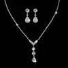 Elegant Zirconia Water Drop Jewelry Set: Pendant Earrings, Necklace, and Bracelet for Women